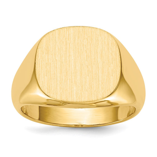 Gold Polished Rounded Square Closed Back Signet Ring
