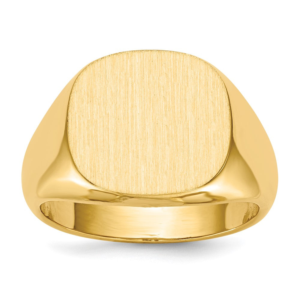 Gold Polished Rounded Square Closed Back Signet Ring