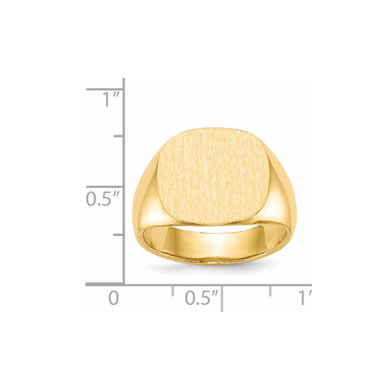 Gold Polished Rounded Square Closed Back Signet Ring