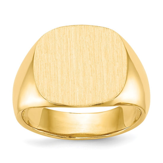 Gold Polished Rounded Square Closed Back Signet Ring