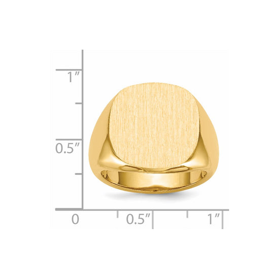 Gold Polished Rounded Square Closed Back Signet Ring