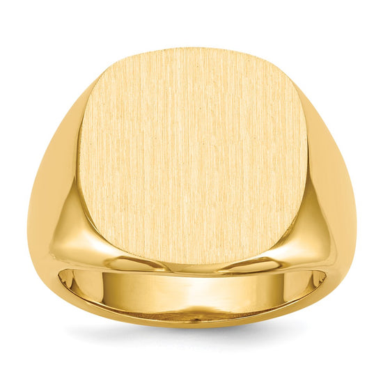 Gold Polished Rounded Square Closed Back Signet Ring