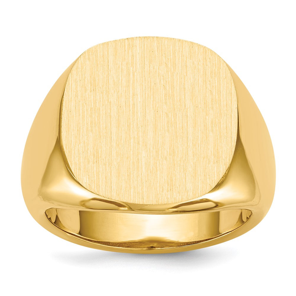 Gold Polished Rounded Square Closed Back Signet Ring