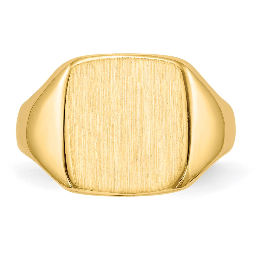 14k 10.0x10.0mm Cushion Closed Back Signet Ring