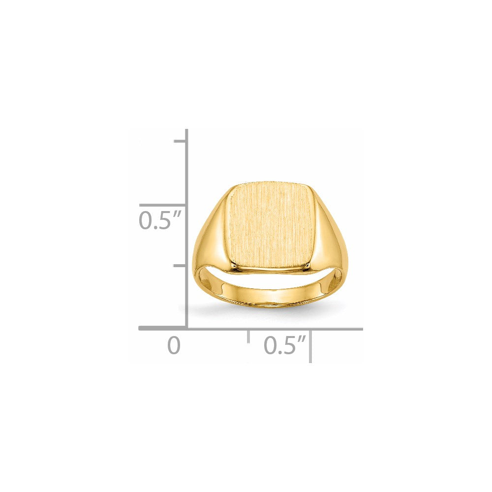 14k 10.0x10.0mm Cushion Closed Back Signet Ring
