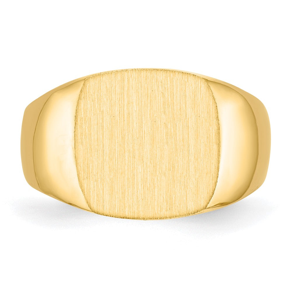14k 13.0x12.0mm Cushion Closed Back Mens Signet Ring