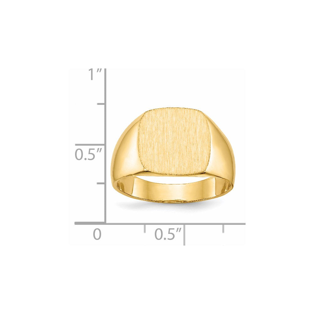14k 13.0x12.0mm Cushion Closed Back Mens Signet Ring
