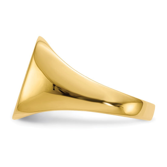 14k 13.5x15.0mm Cushion Closed Back Mens Signet Ring