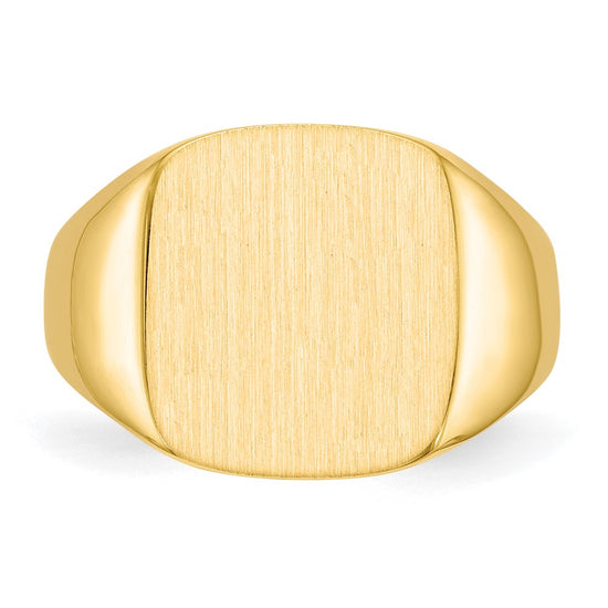 10k 15.0x13.5mm Cushion-shaped Closed Back Mens Signet Ring