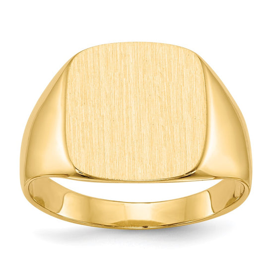 10k 15.0x13.5mm Cushion-shaped Closed Back Mens Signet Ring