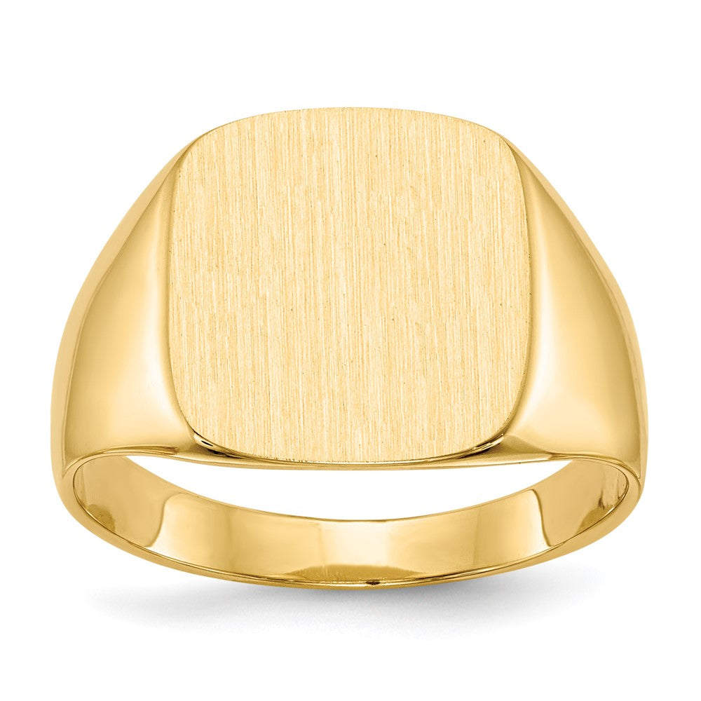 10k 15.0x13.5mm Cushion-shaped Closed Back Mens Signet Ring