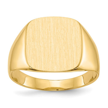 10k 15.0x13.5mm Cushion-shaped Closed Back Mens Signet Ring