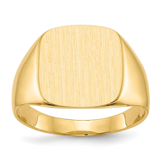 10k 15.0x13.5mm Cushion-shaped Closed Back Mens Signet Ring