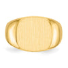 14k 15.5x14.0mm Cushion Closed Back Mens Signet Ring