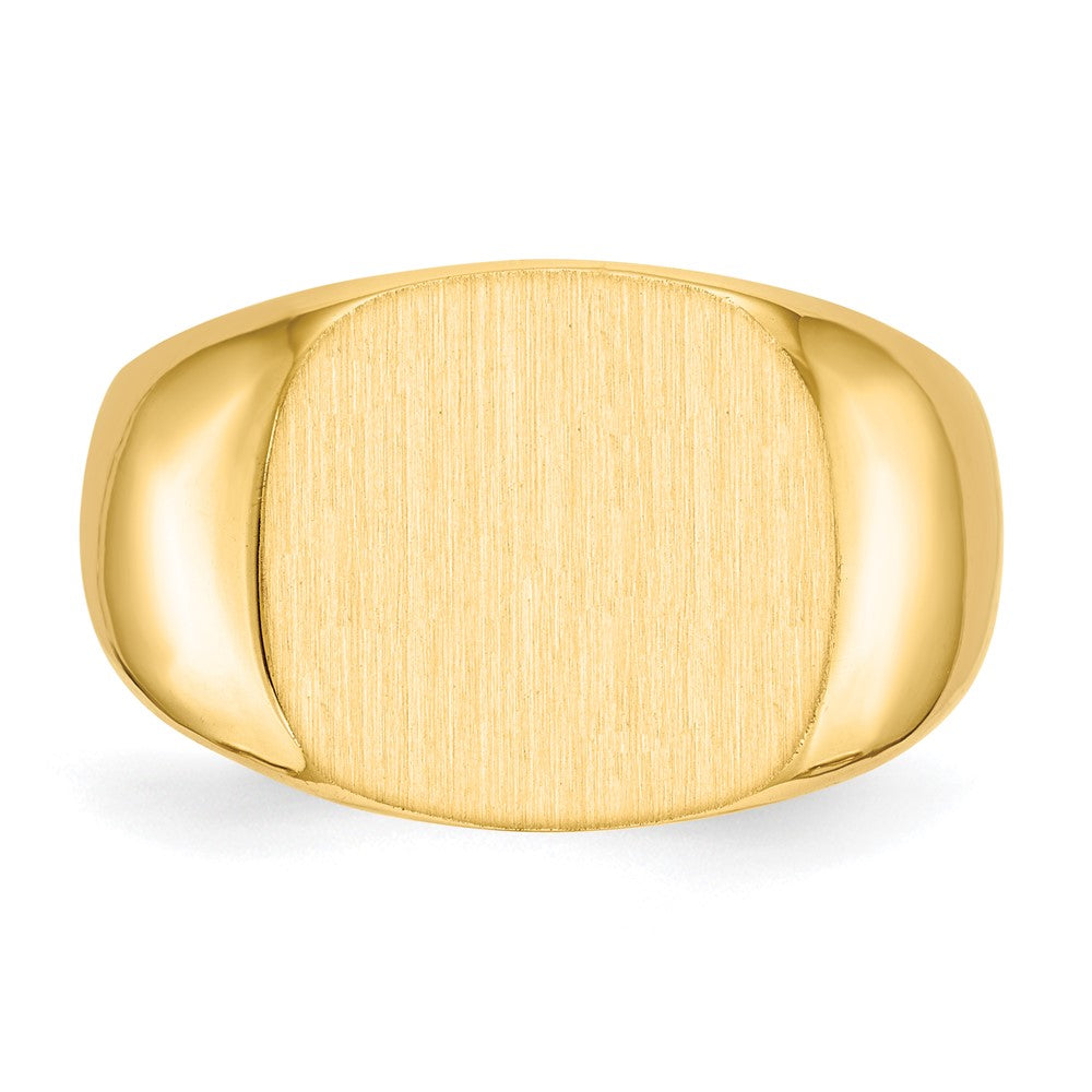 14k 15.5x14.0mm Cushion Closed Back Mens Signet Ring