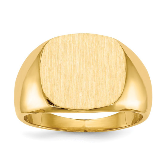Gold Polished Rounded Square Closed Back Signet Ring