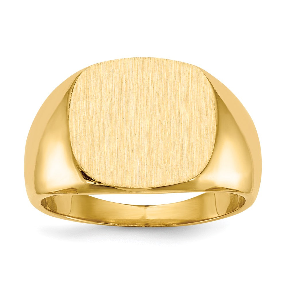 Gold Polished Rounded Square Closed Back Signet Ring