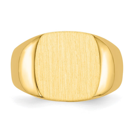 Gold Polished Rounded Square Closed Back Signet Ring
