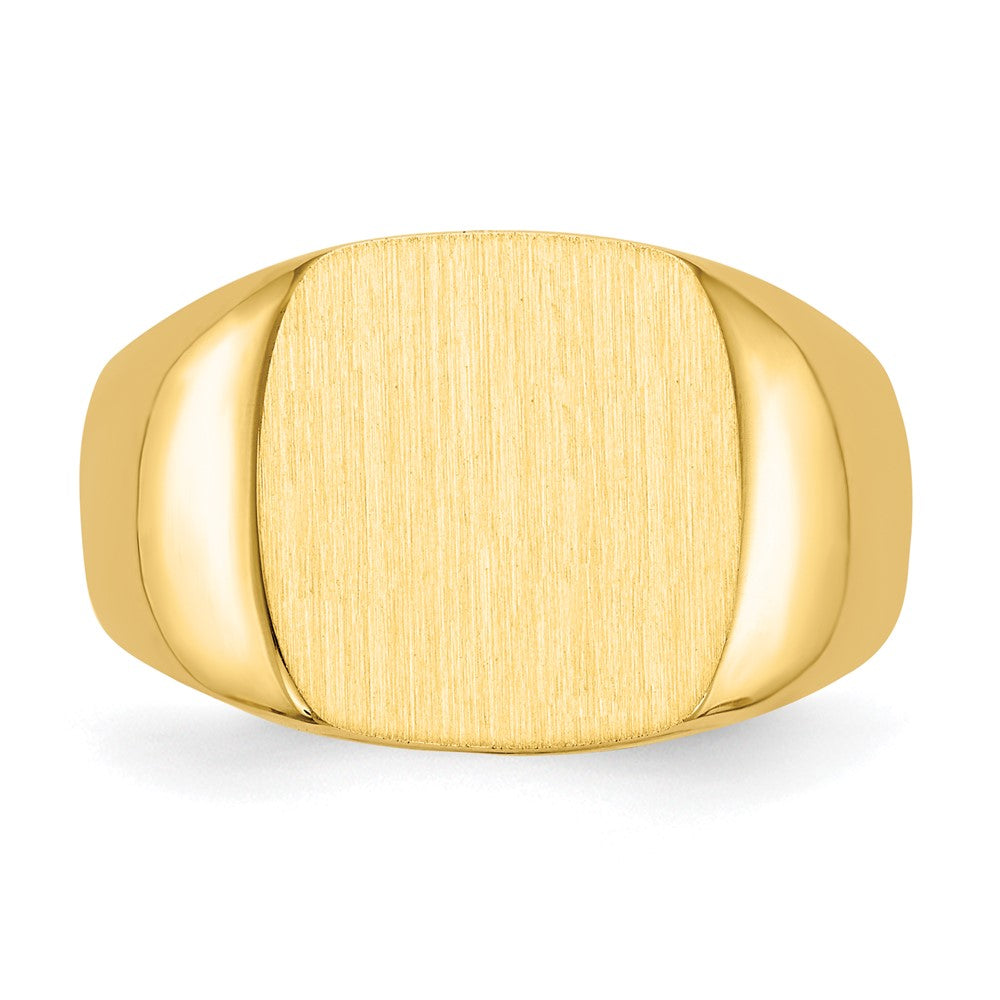 Gold Polished Rounded Square Closed Back Signet Ring