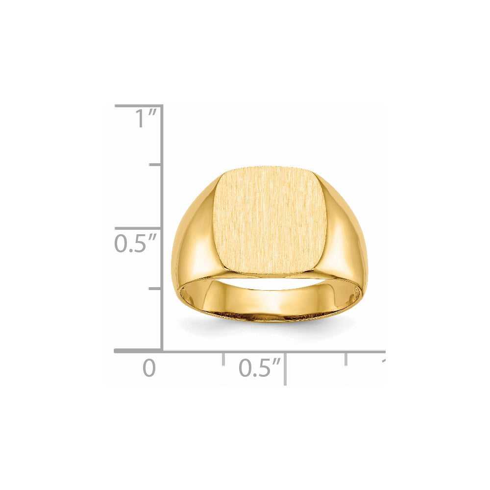 Gold Polished Rounded Square Closed Back Signet Ring