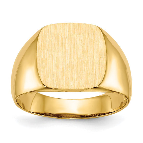 Gold Polished Rounded Square Closed Back Signet Ring