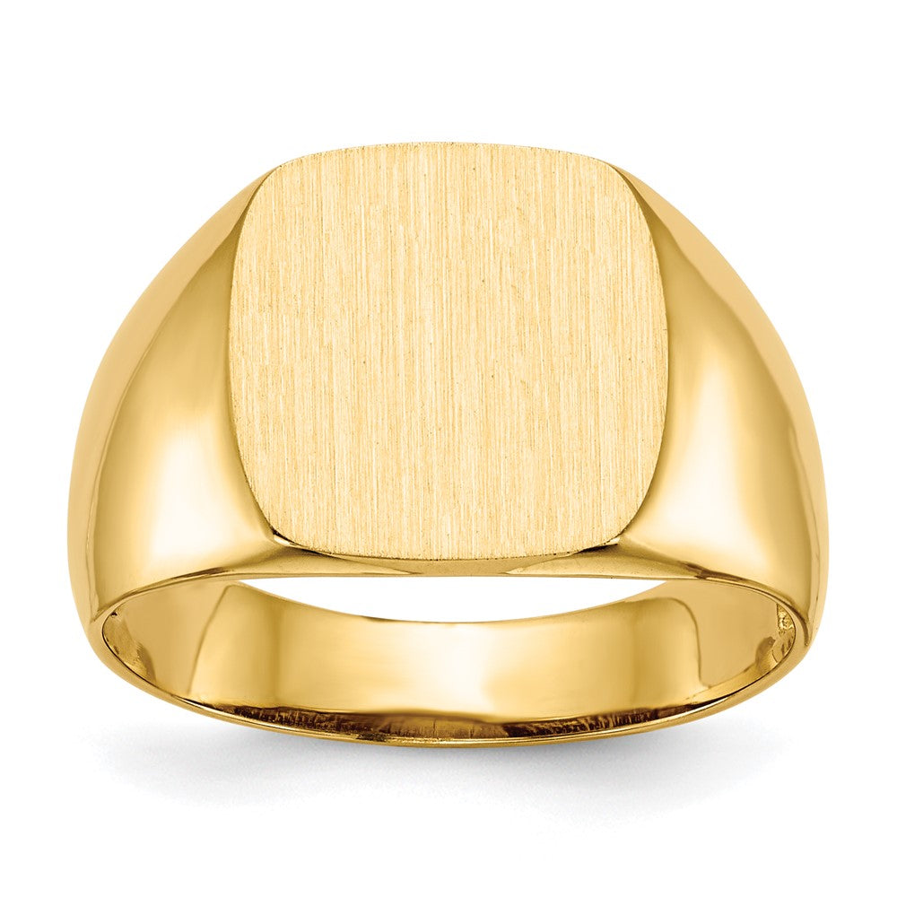 Gold Polished Rounded Square Closed Back Signet Ring
