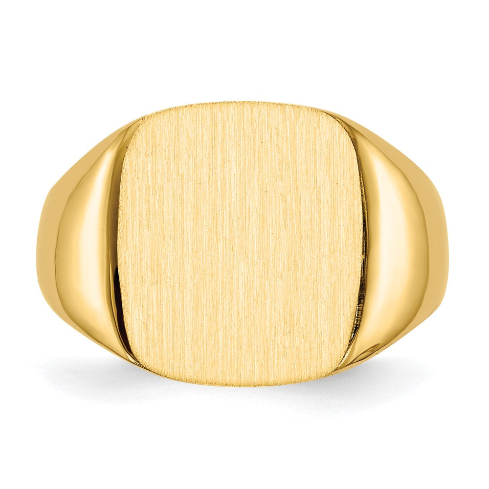 Gold Polished Rounded Square Closed Back Signet Ring