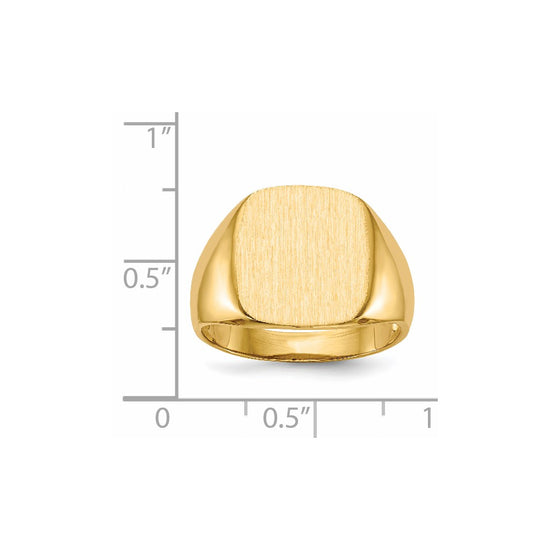 Gold Polished Rounded Square Closed Back Signet Ring