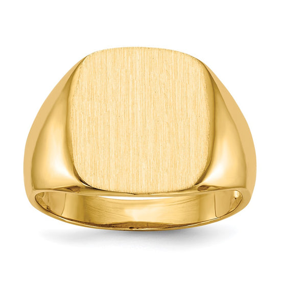 Gold Polished Rounded Square Closed Back Signet Ring