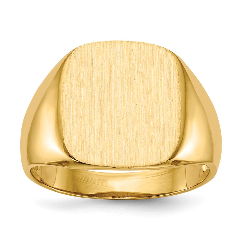 Gold Polished Rounded Square Closed Back Signet Ring