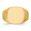 Gold Polished Grooved Open Back Signet Rings