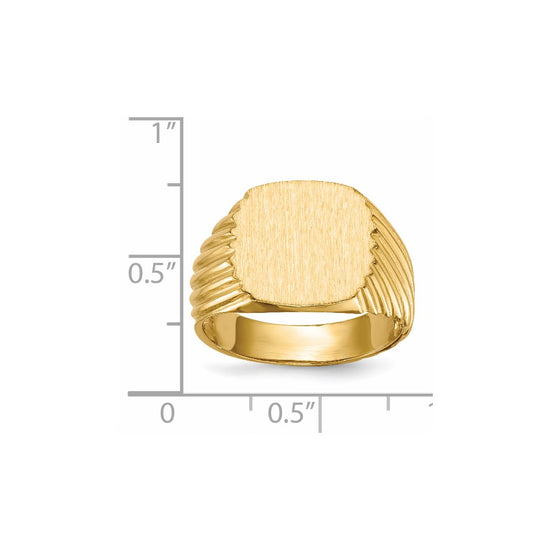 Gold Polished Grooved Open Back Signet Rings