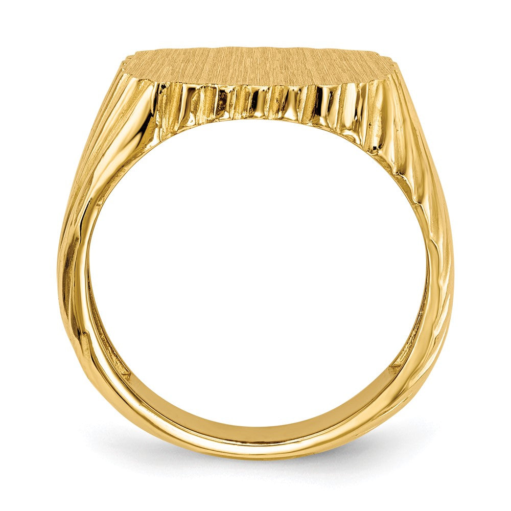 Gold Polished Grooved Open Back Signet Rings