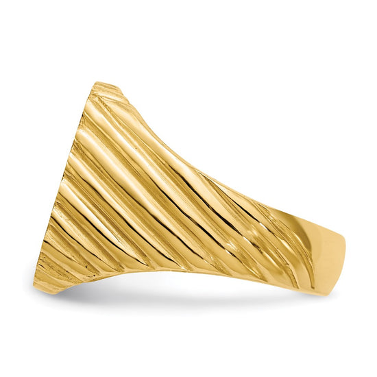 Gold Polished Grooved Open Back Signet Rings