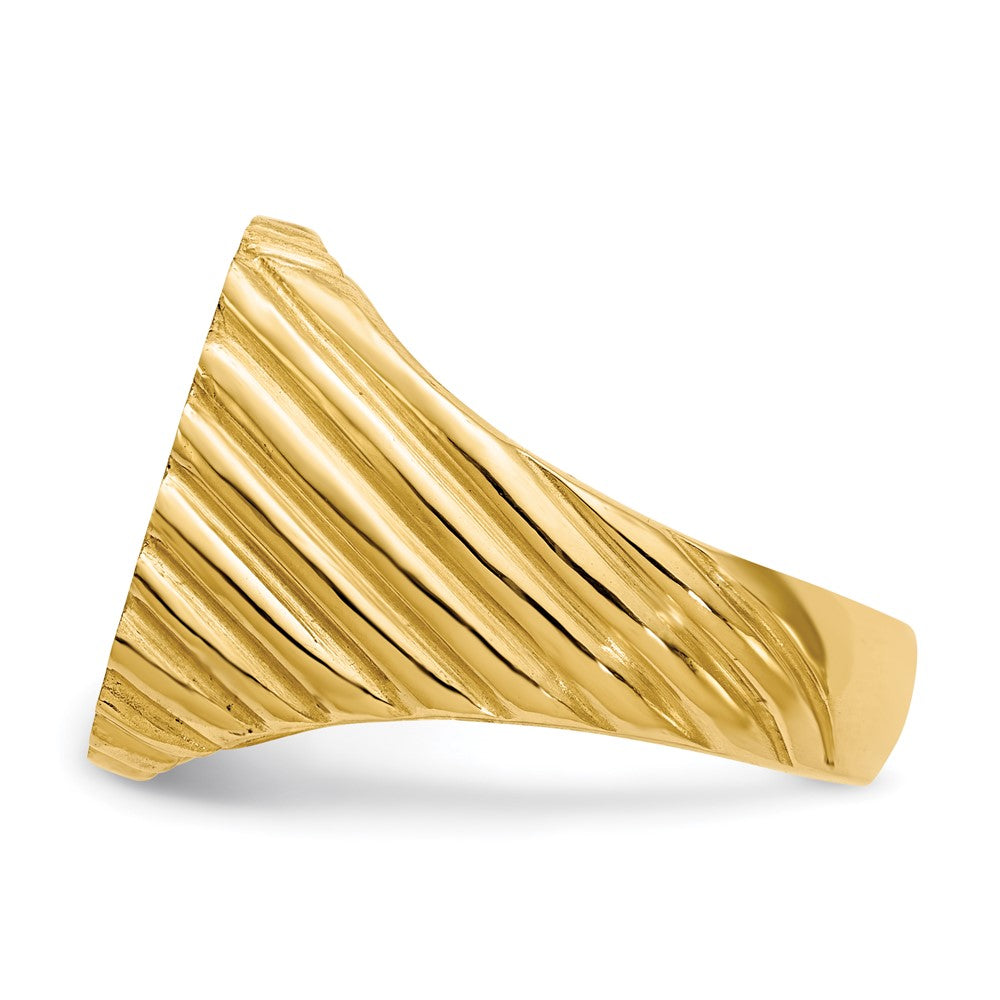 Gold Polished Grooved Open Back Signet Rings