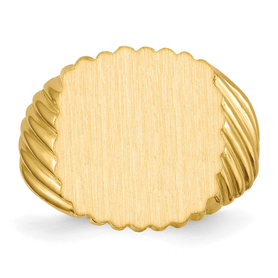 Gold Polished Grooved Open Back Signet Rings