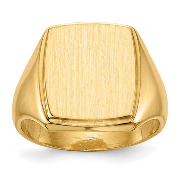14k 13.0x14.5mm Rectangle Closed Back Mens Signet Ring