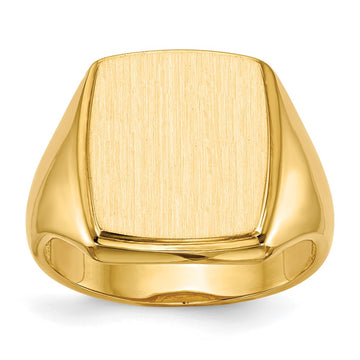 14k 13.0x14.5mm Rectangle Open Back Mens Signet Ring