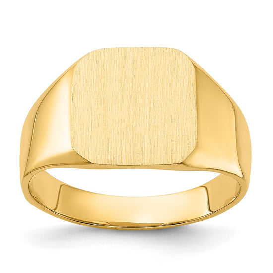 Gold Polished Rounded Square Closed Back Signet Ring