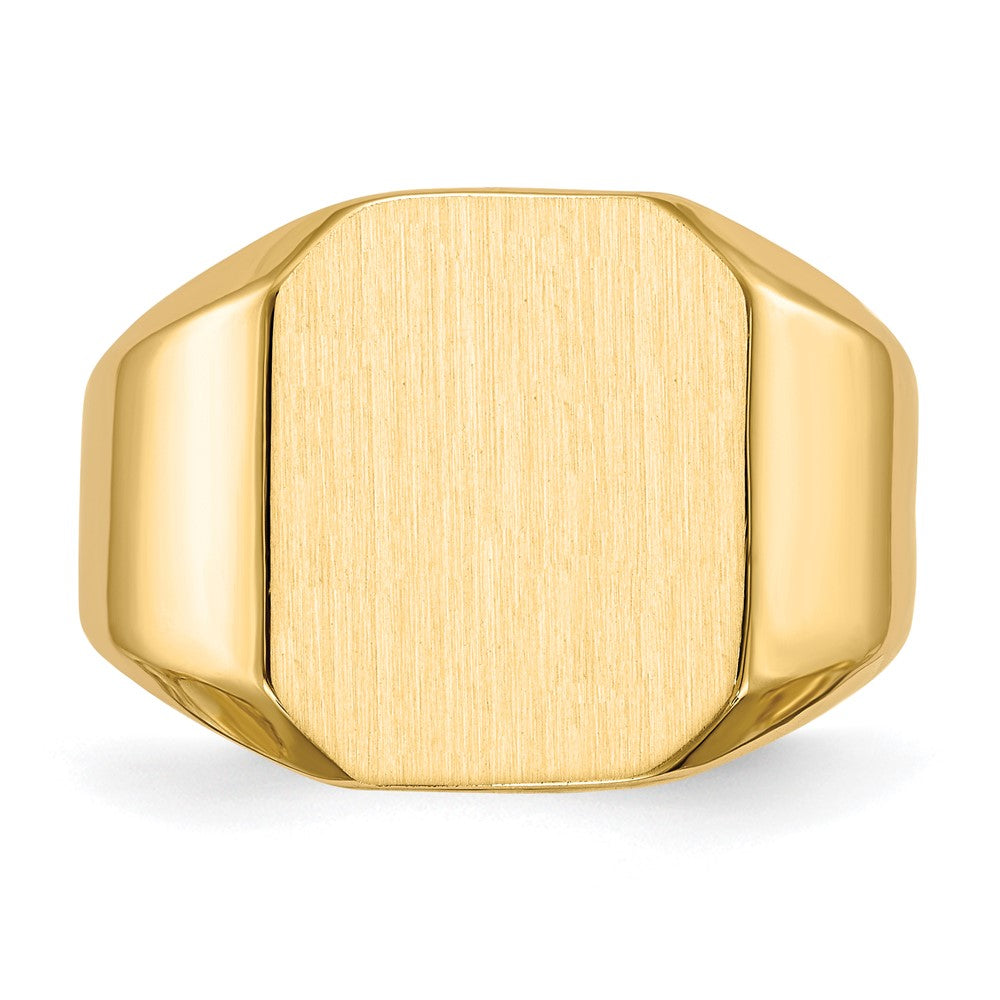 Gold Polished Octagonal Closed Back Signet Ring