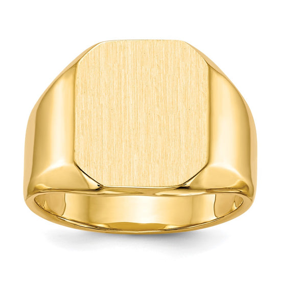 Gold Polished Octagonal Closed Back Signet Ring