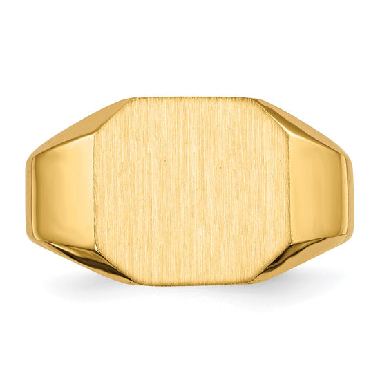 Gold Polished Octagonal Open Back Signet Ring