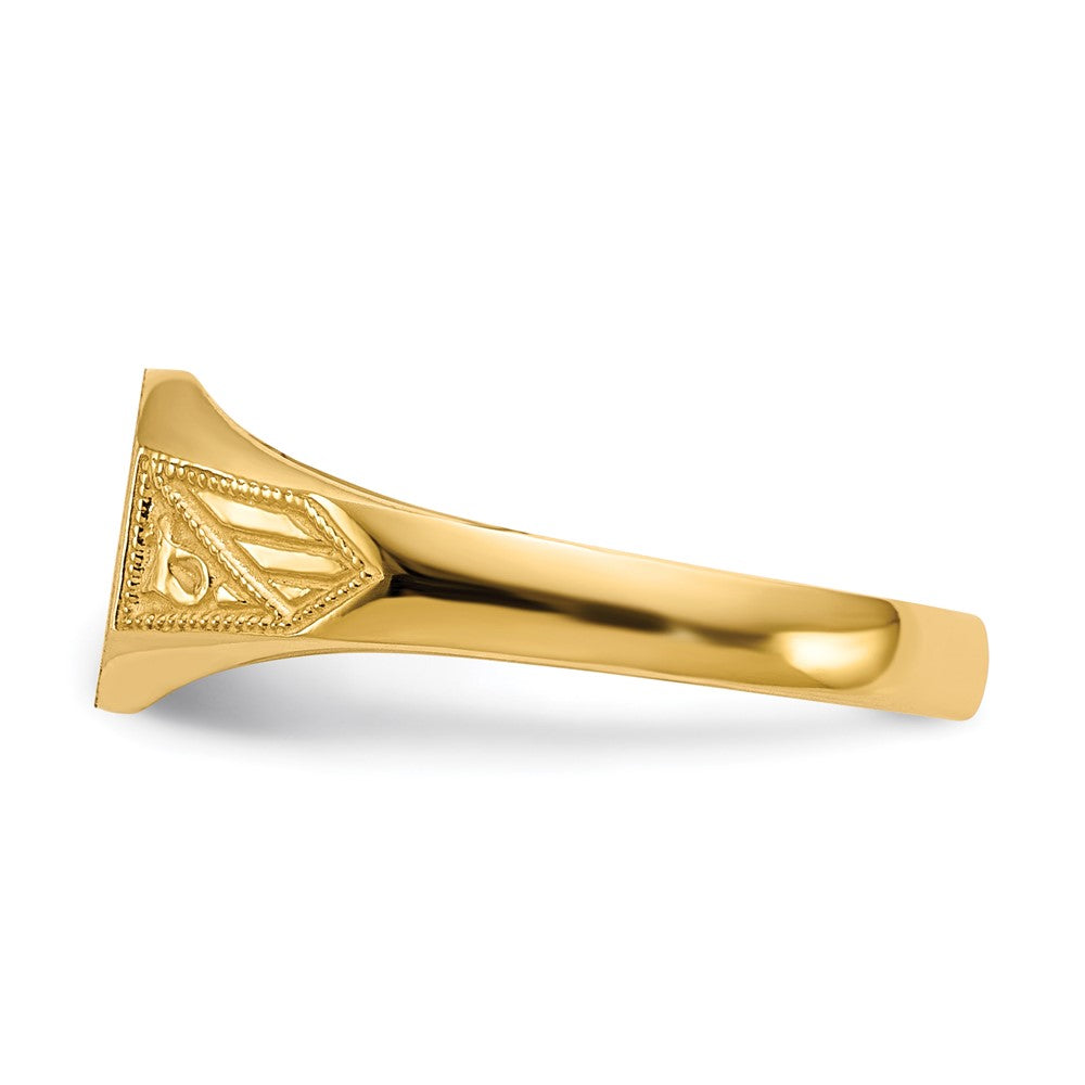 Gold Polished Textured Signet Ring