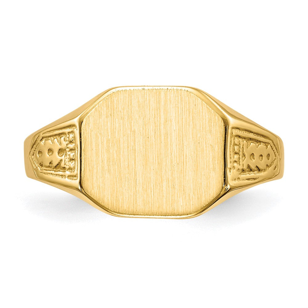 Gold Polished Textured Signet Ring
