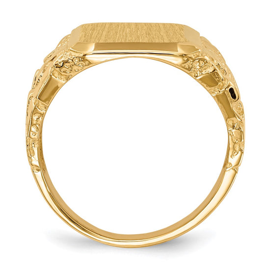 14k 13.0 x 14.0mm Octagon Open Back Mens Nugget Signet Ring
