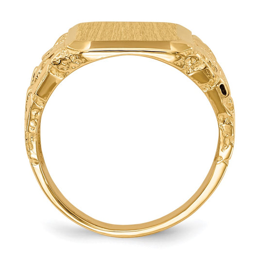 14k 13.0 x 14.0mm Octagon Open Back Mens Nugget Signet Ring