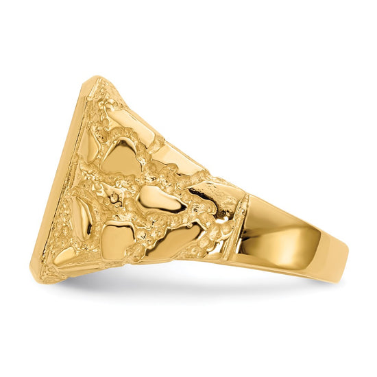 14k 13.0 x 14.0mm Octagon Open Back Mens Nugget Signet Ring
