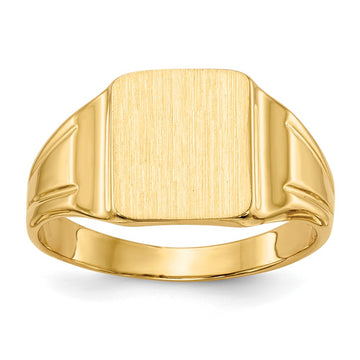 10k 7.5x9mm Rectangle Closed Back Signet Ring