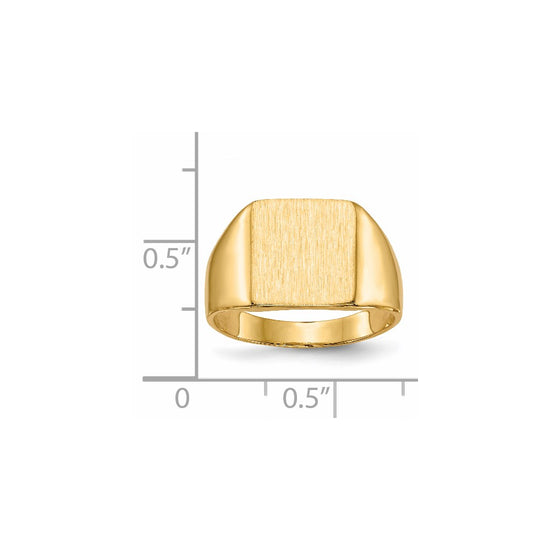 14k 11.0x11.5mm Square Closed Back Signet Ring