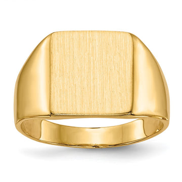 14k 11.0x11.5mm Square Closed Back Signet Ring